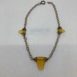 Vtg 1920 MAX NEIGER art deco filigree topaz glass necklace